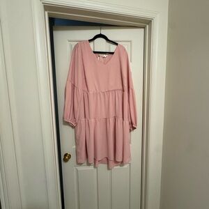 Elegant Pink Long Sleeve Dress